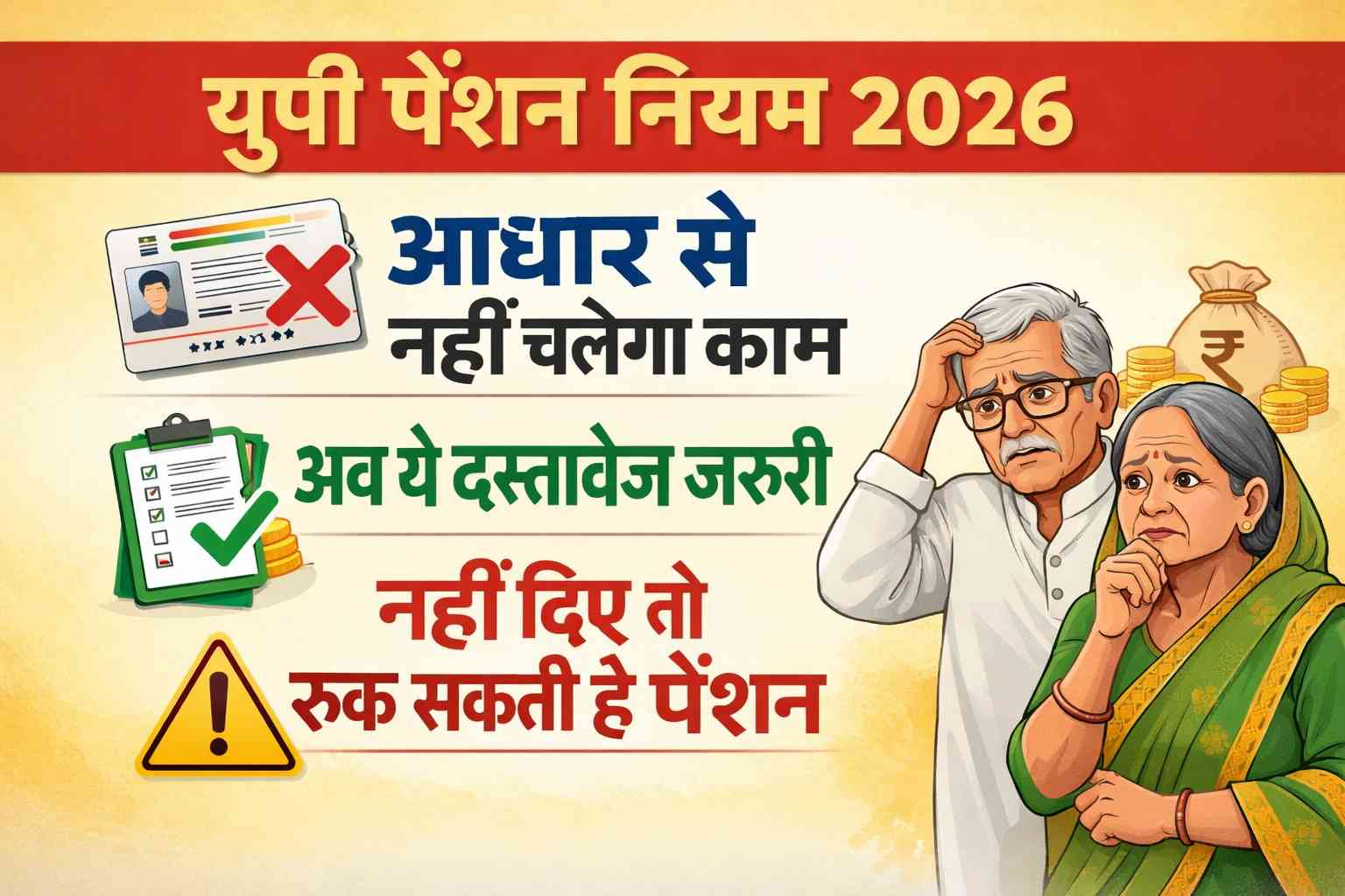UP Pension Rules 2026 Aadhaar se nahi chalega kaam