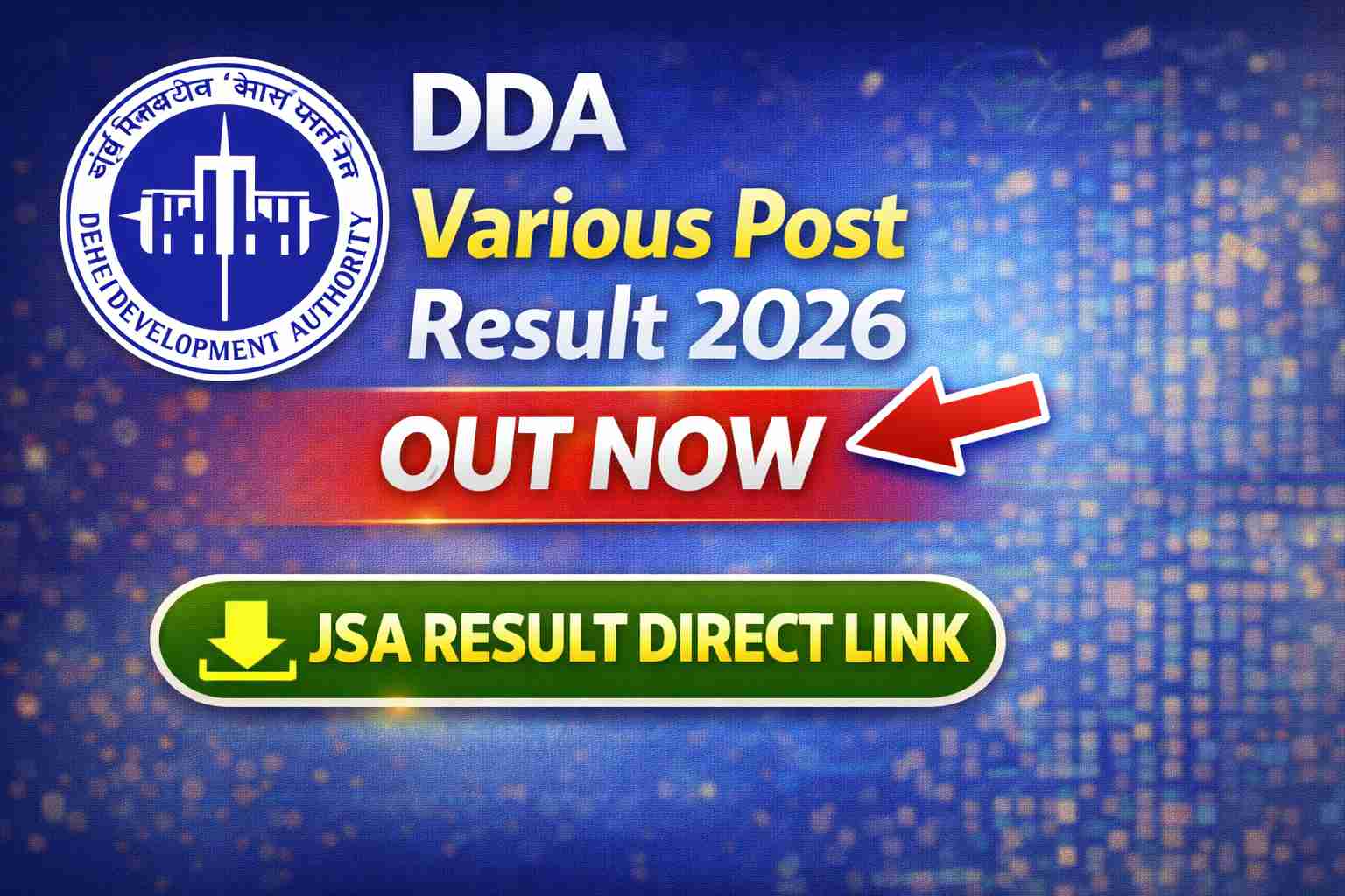 DDA Various Post Result 2026 Out Now JSA Result Direct Link