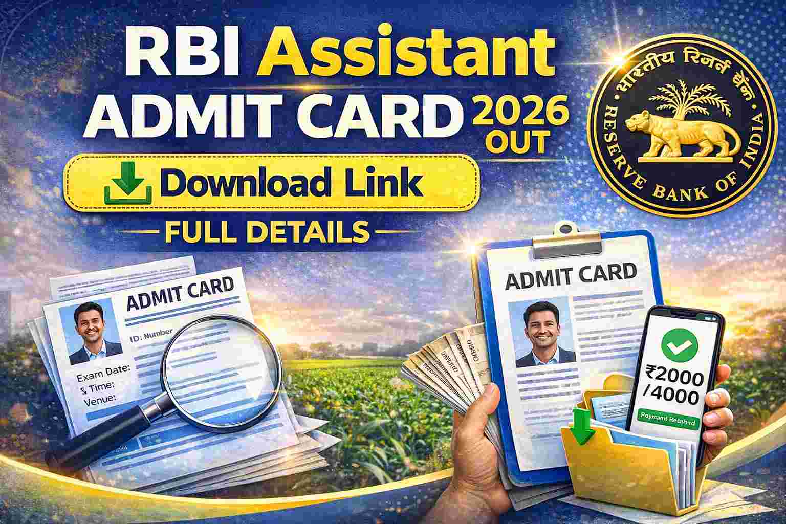 RBI Assistant Admit Card 2026 Out Download Link Full Details