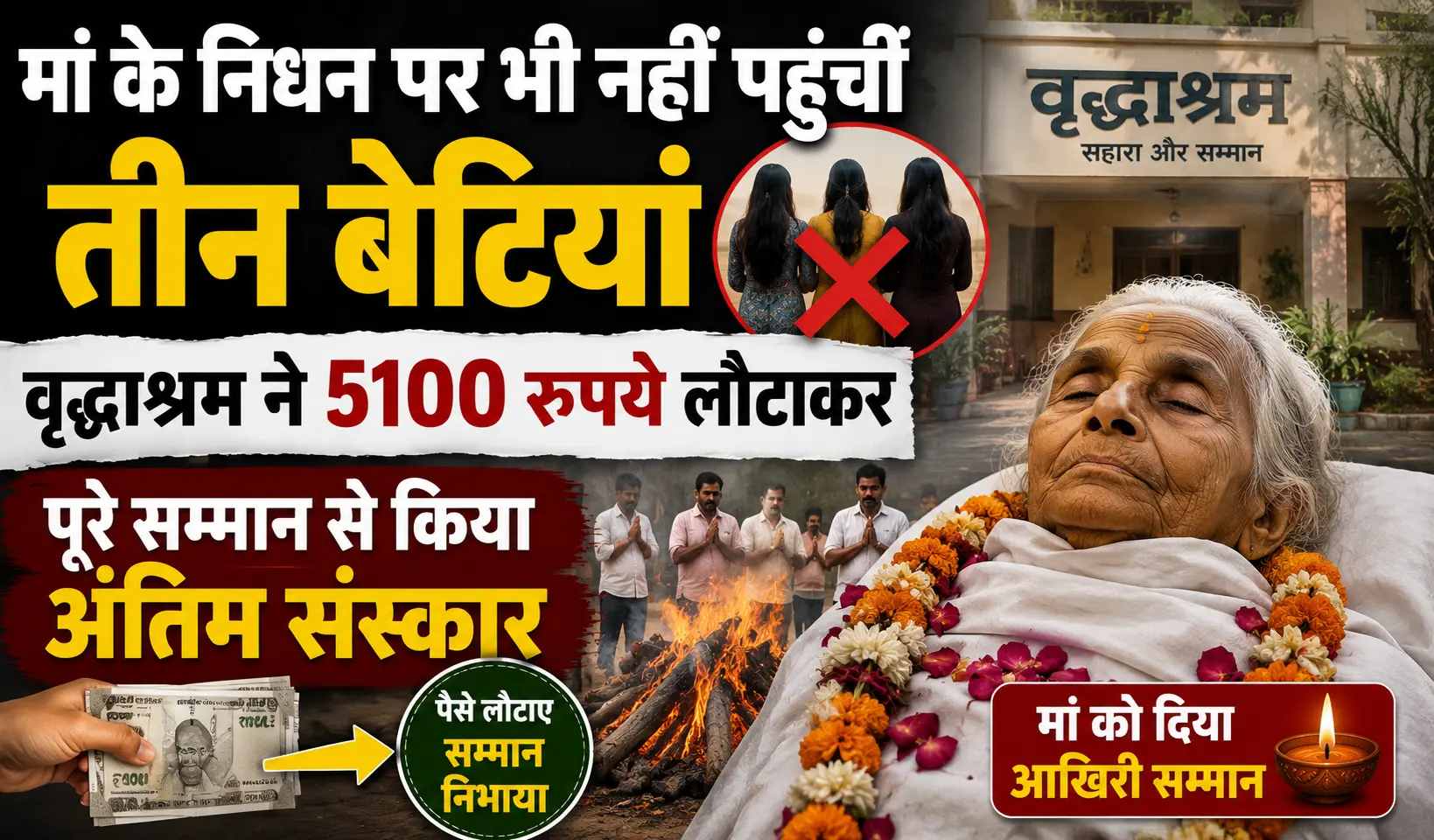 मां के निधन पर भी नहीं पहुंचीं तीन बेटियां