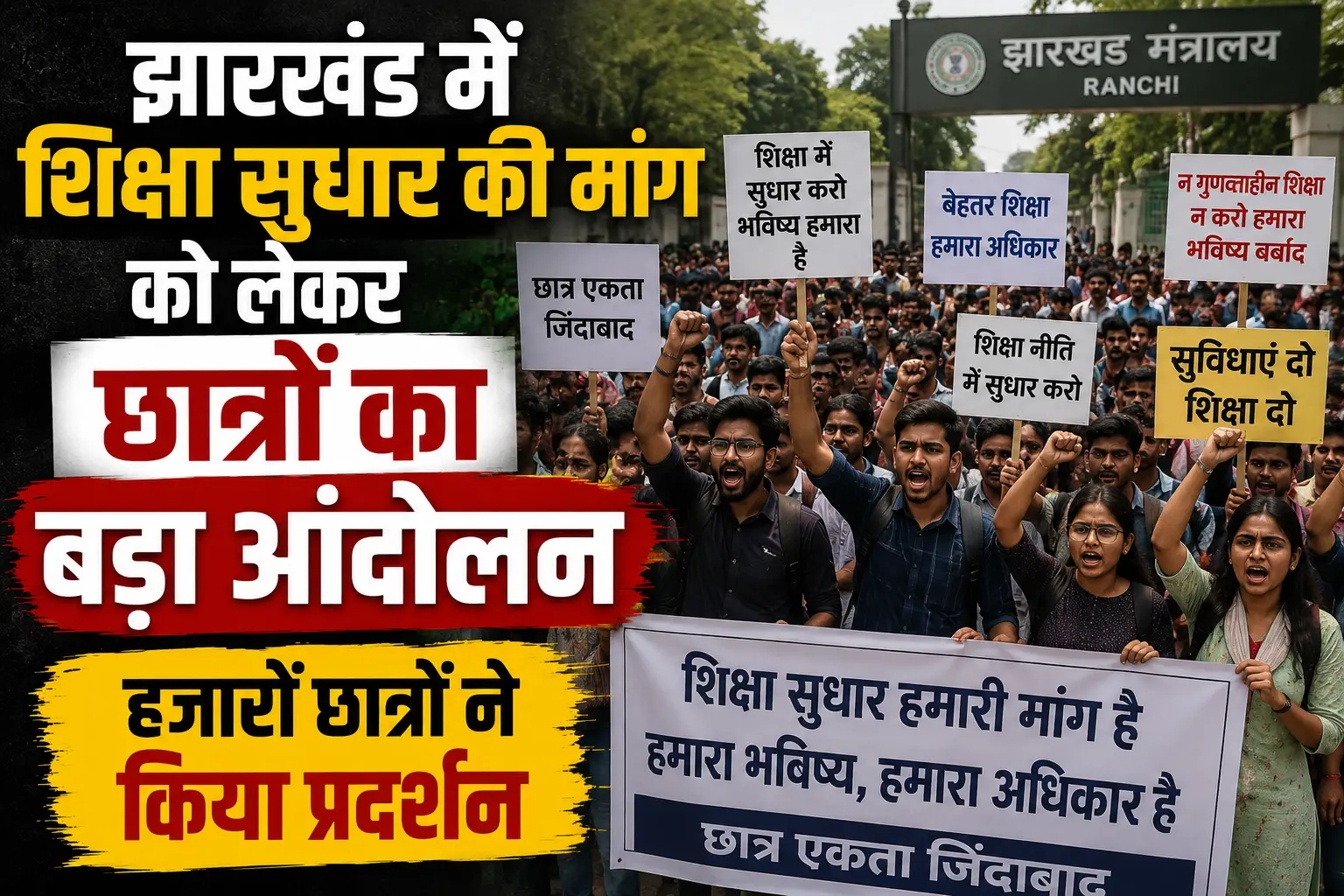 Jharkhand Stutents Protest झारखंड में शिक्षा सुधार की मांग