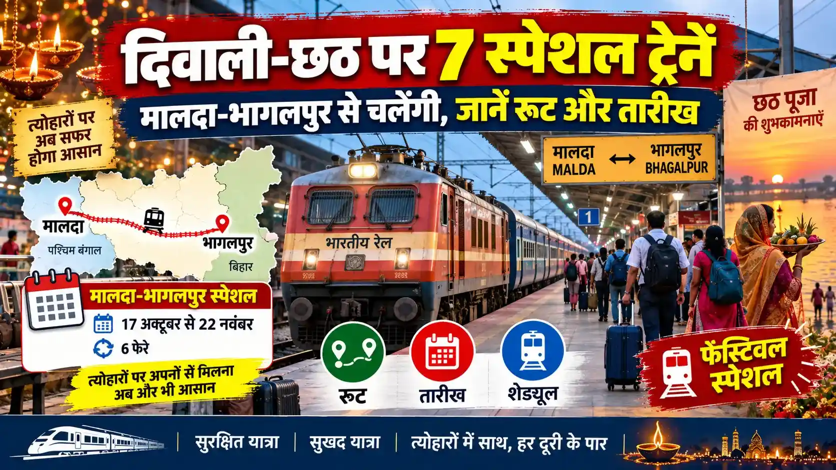 दिवाली-छठ पर 7 स्पेशल ट्रेनें